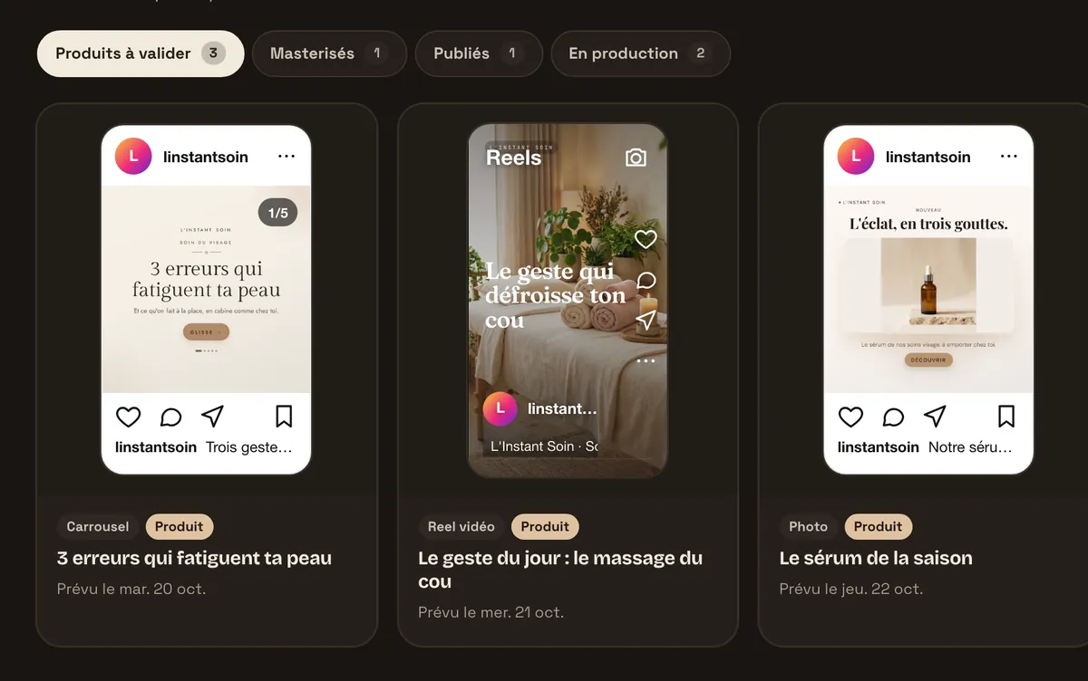 Mes posts : les posts produits, prêts à être vérifiés et validés