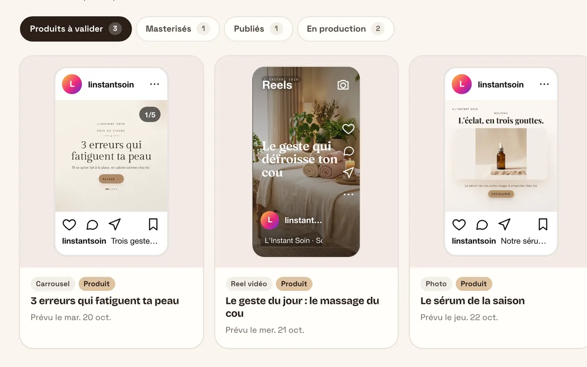 Mes posts : les posts produits, prêts à être vérifiés et validés
